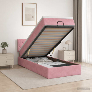 vidaXL Ottoman bed met matras met hoofdeinde Roze 90 x 190 cm Fluweel