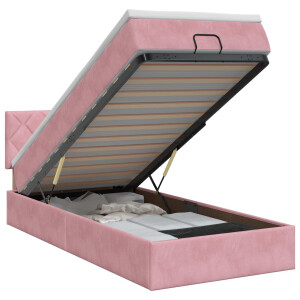 vidaXL Ottoman bed met matras met hoofdeinde Roze 100 x 200 cm Fluweel
