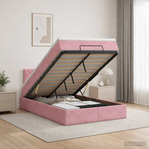 vidaXL Ottoman bed met matras met hoofdeinde Roze 120 x 190 cm Fluweel