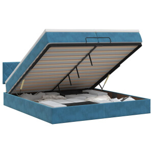 vidaXL Ottoman bed met matras Donkerblauw 200 x 200 cm Fluweel