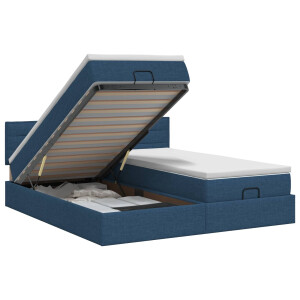 vidaXL Ottoman bed met matras met hoofdeinde 2 st Blauw Stof