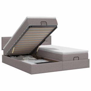 vidaXL Ottoman bed met matras met hoofdeinde 2 st Taupe Stof