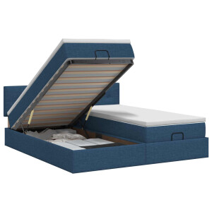 vidaXL Ottoman bed met matras met hoofdeinde 2 st Blauw Stof