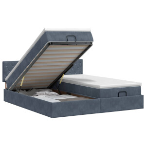 vidaXL Ottoman bed met matras met hoofdeinde 2 pcs Donkergrijs Fluweel