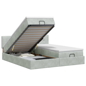 vidaXL Ottoman bed met matras met hoofdeinde 2 st Lichtgrijs Fluweel