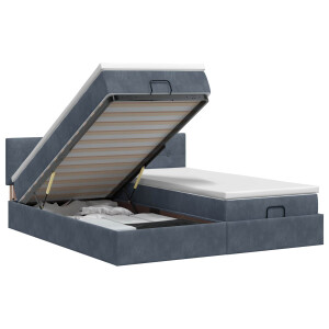 vidaXL Ottoman bed met matras met hoofdeinde 2 st Donkergrijs Fluweel