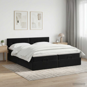 vidaXL Ottoman bed met matras met hoofdeinde 2 st Zwart Fluweel
