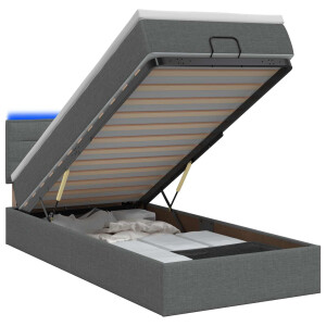 vidaXL Ottoman Bed met Matrassen en LED Donkergrijs 80 x 200 cm Stof