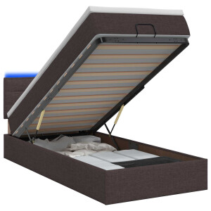 vidaXL Ottoman Bed met Matrassen en LED Donkerbruin 80 x 200 cm Stof
