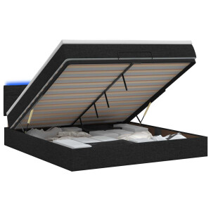 vidaXL Ottoman Bed met Matrassen en LED Zwart 140 x 190 cm Stof