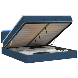 vidaXL Ottoman Bed met Matrassen en LED Blauw 140 x 190 cm Stof