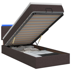 vidaXL Ottoman Bed met Matrassen en LED Donkerbruin 90 x 190 cm Stof