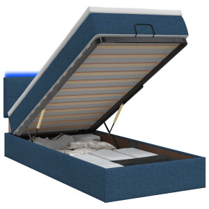 vidaXL Ottoman Bed met Matrassen en LED Blauw 90 x 190 cm Stof