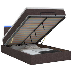vidaXL Ottoman Bed met Matrassen en LED Donkerbruin 120 x 190 cm Stof