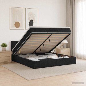 vidaXL Ottoman bed met matras met hoofdeinde Zwart 140 x 190 cm Stof