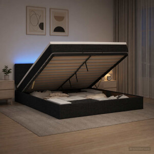 vidaXL Ottoman Bed met Matrassen en LED Zwart 140 x 190 cm Stof