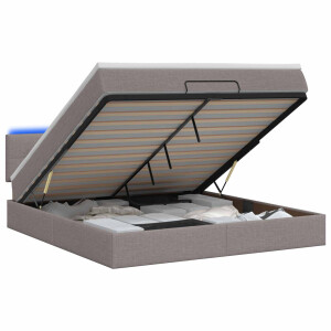vidaXL Ottoman Bed met Matrassen en LED Taupe 180 x 200 cm Stof