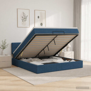 vidaXL Ottoman bed met matras met hoofdeinde Blauw 180 x 200 cm Stof