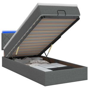 vidaXL Ottoman Bed met Matrassen en LED Donkergrijs 80 x 200 cm Stof
