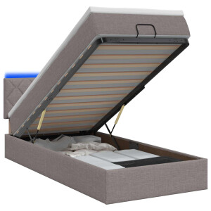 vidaXL Ottoman Bed met Matrassen en LED Taupe 90 x 200 cm Stof