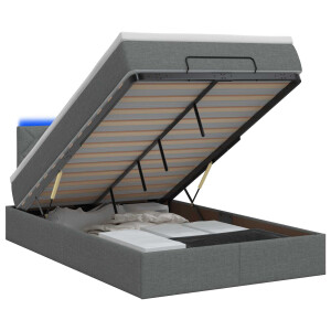 vidaXL Ottoman Bed met Matrassen en LED Donkergrijs 120 x 200 cm Stof