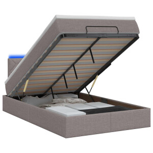 vidaXL Ottoman Bed met Matrassen en LED Taupe 120 x 200 cm Stof