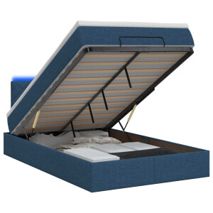 vidaXL Ottoman Bed met Matrassen en LED Blauw 120 x 200 cm Stof