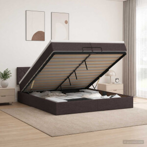 vidaXL Ottoman bed met matras Donkerbruin 200 x 200 cm Stof