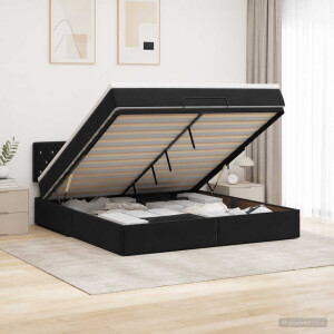 vidaXL Ottoman bed met matras Zwart 180 x 200 cm Fluweel