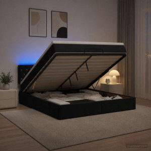 vidaXL Ottoman Bed met Matrassen en LED Zwart 180 x 200 cm fluweel