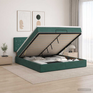 vidaXL Ottoman bed met matras Donkergroen 180 x 200 cm Fluweel
