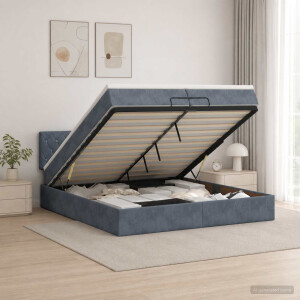 vidaXL Ottoman bed met matras Donkergrijs 200 x 200 cm Fluweel