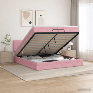 vidaXL Ottoman bed met matras met hoofdeinde Roze 200 x 200 cm Fluweel