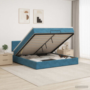 vidaXL Ottoman bed met matras Donkerblauw 180 x 200 cm Fluweel