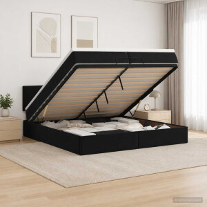 vidaXL Ottoman bed met matras Zwart 200 x 200 cm Fluweel