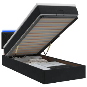 vidaXL Ottoman Bed met Matrassen en LED Zwart 100 x 200 cm fluweel