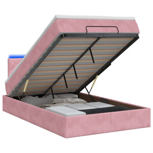 vidaXL Ottoman Bed met Matrassen en LED Roze 120 x 200 cm fluweel