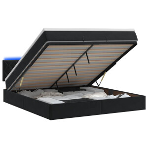 vidaXL Ottoman Bed met Matrassen en LED Zwart 140 x 200 cm fluweel