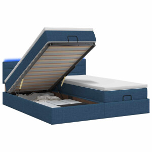 vidaXL Ottoman Bed met Matrassen en LED Blauw 180 x 200 cm Stof