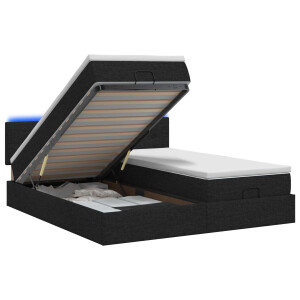 vidaXL Ottoman Bed met Matrassen en LED Zwart 160 x 200 cm Stof