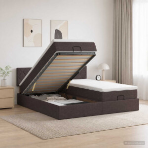 vidaXL Ottoman bed met matras met hoofdeinde 2 st Donkerbruin Stof