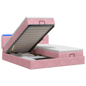 vidaXL Ottoman Bed met Matrassen en LED Roze 180 x 200 cm fluweel