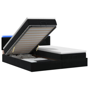 vidaXL Ottoman Bed met Matrassen en LED Zwart 200 x 200 cm fluweel