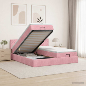 vidaXL Ottoman bed met matras met hoofdeinde 2 st Roze Fluweel