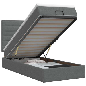 vidaXL Ottoman bed met matras Donkergrijs 100 x 200 cm Stof