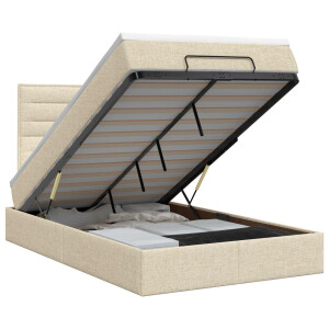 vidaXL Ottoman bed met matras Crèmekleurig 120 x 190 cm Stof