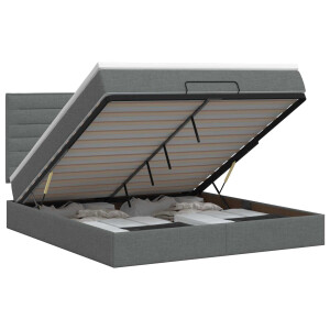 vidaXL Ottoman bed met matras Donkergrijs 140 x 190 cm Stof