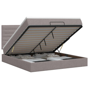 vidaXL Ottoman bed met matras met hoofdeinde Taupe 140 x 190 cm Stof