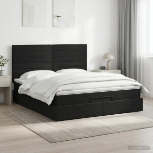 vidaXL Ottoman bed met matras met hoofdeinde Zwart 180 x 200 cm Stof