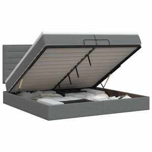 vidaXL Ottoman bed met matras Donkergrijs 200 x 200 cm Stof
